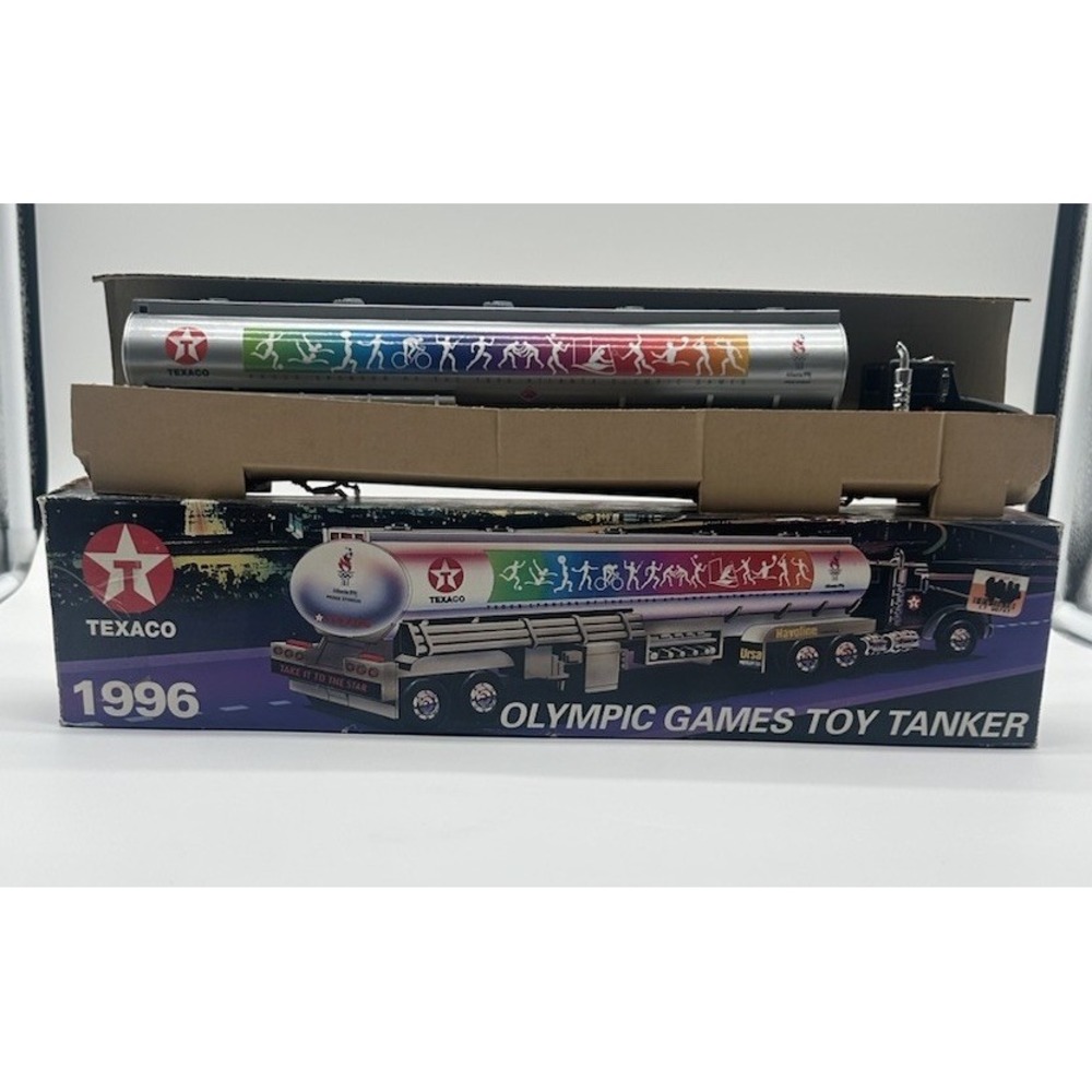 1996 TEXACO ATLANTA OLYMPIC GAMES TOY TANKER TRUCK LIGHTS & SOUND COLLECTOR